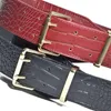 Belts Luxury Crocodile Pattern Super Wide Belt Women Girdle Strap For Coat Gold Buckle PU Leather