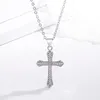 S2435 Fashion Jewelry 14K Gold Plated Diamond Jesus Cross Necklace Women Men Crystal Row Pendant Necklaces