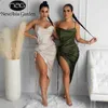 Asia Ruched Satin Summer Dress Drawstring Spaghetti Straps Cowl Neck Backless Long Dresses for Women Party Sexy Vestidos 210623