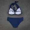 Sexy Bikini Halter Swimwear Women Women Bikini Set Two pezzi Push Up Triangle Swimsuit Black Back Tie Closure Summer S ~ XL 210629