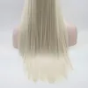 Gold claro 13 * 3 renda sintética rendas dianteira peruca de cabelos reta longa sem gel resistente ao calor, peruca diária de senhoras peruca diária