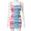 Colorful Printed Sexy Open Back Bodycon Mini Dress Party Night Club Outfits Summer Bandage Dresses 210730