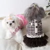 Cão vestuário est estilo quente algodão acolchoado vestidos para outono e inverno gracioso pet saia vestidos para perras princesa gato vestido