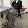Korejpaa Women Sets Summer Korean Chic French Elegant Temperament Slimming V-Neck Tie Bow Shirt High-Waist Polka-Dot Skirt 210526