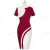 Nicea Nowa Wiosna Elegancki Stylowy Kontrast Kolor Patchwork Biuro Work Vestidos Biznes Bodycon Kobiety Dress B571 210309