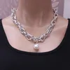 Vintage Déclaration Double Chaîne Collier Ras Du Cou pour Femmes Or Argent Couleur Mode Baroque Perle Pendentif Collier Punk Bijoux