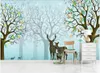 Papel de parede de foto personalizado 3d murais Papel de parede moderno madeiras frescas pássaros fundo mural nórdico pintura decorativa papéis de parede home decor