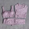 Ropa deportiva para mujer, conjunto de Yoga, ropa de entrenamiento, ropa atlética, mallas deportivas para gimnasio, sujetador de encaje perfecto, Top corto, traje de Yoga de manga larga