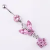 Färger D0116 6 Pink Color Body Jewelry Belly Button Navel Rings Body Piercing Smycken Dingle Fashion Charm CZ Stone 20pcslot2361507