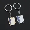 Party Favor Cartoon Keychain Gold Black Square metal Attacking Giant Investigation Corps Logo Keychains Individually packaged size 2.6cm*3.7cm