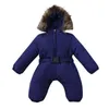 ジャンプスーツ冬の服幼児の赤ちゃんスノーーツボーイガールロンパージャケットフード付きジャンプスーツ温かい厚いコート衣装キッズアウターウェアクロスイン7765000