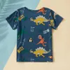 3-piece Kids Boy Dinosaur Allover Print Solids Tees for 4-10Y Short-Sleeve Cotton T-Shirt Clothes 210528