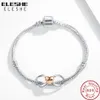 ELESHE 925 Sterling Silver Charm Bead BFF Family Tree Infinity Love Rose Gold Dangle Charms Fit Original Bracelets DIY Jewelry Q0531