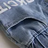 Primavera Bambini Jeans Ragazza Lettera Breve Per Ragazze Moda Pantaloni morbidi Autunno Abbigliamento casual 210629