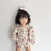 Söt nyfödda spädbarn flickor floral ruffles långärmad romare barn one-dele bomullstoppar Jumpsuit kläder kläder kläder 146 Q2