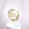 Blumen-Kuchenaufsatz „Alles Gute zum Geburtstag“ mit Blumenmuster, Acryl, Cupcake-Aufsatz, Geburtstagsfeier, Hochzeit, Muttertag