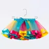 Ins New Fashions 12 Cores Novos Crianças Meninas Rainbow Tutu Vestidos Lened Lace Princess Skirt Pettiskirt Ruffle Ballet Dancewear Skirt