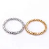 8mm wide Hip Hop Micro Paved AAA Cubic Zirconia Bling Iced Out Twist Round Link Chain Bangle Bracelet for Men Rapper Jewelry