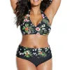 Plus Size Bikini 2020 Swimwear Mulheres Swimsuit Push Up Biquini Cintura alta Floral Print Sexy Bikinis Set Bathing Suit Grande tamanho 4xl Y0820