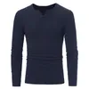 Męskie swetry dzianiny stylowy z długim rękawem V-Neck Stretch Slim Soft Winterskoczaki Męskie Sweter Sweter Topy