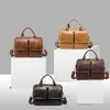 Briefcases 2021 Genuine Leather Men Bag Briefcase Fashion Man Business Crazy Horse Skin Laptop Large Capacity Designer High Quality