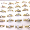 36 pièces bagues pour femmes plaqué or Zircon pierre 4 MM de large mode bijoux en acier inoxydable bande de mariage Style Simple