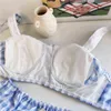 NXY sexy set Soft cotton lingerie and panties sets chic vintage lattice girl wire free bra suit tube top underwear larger size 1127