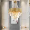 Pendre lampe duplex Bâtiment de luxe Crystal lustre Éclairage intérieur Hauteur réglable Salon moderne El Lobby Escalier 8468924