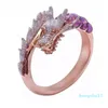 Requintado ouro rosa moda exclusivo dragão chinês anéis presente festa de noivado jóias de casamento presente anel tamanho 610 g433226850