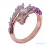 Exquisite Rose Gold Fashion Unique Chinese Dragon Rings Gift Engagement Party Wedding Jewelry Gift Ring Size 610 G434201519