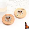 Ny trärundformflasköppnare Coaster Kylskåp Magnet Decoration Beer Bottle Opener Factory Whole9165635