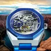 Forsining Tourbillion Montre mécanique pour hommes Bracelet en acier automatique Squelette Hommes Montres Top Marque Luxe Reloj Hombre 210728