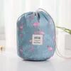 Women Cosmetic Bag Barrel Shaped Makeup Bags Drawstring Travel Pouch Toiletry Cactus flamingo Flower Printing 7 Colors Optional WY1436