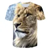 Męskie koszulki 2021 3D wydrukowane koszulka Lion Fun Tee Kids Boys Girl