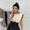 Panie Moda O Neck Jesień Zima Kobiety Sweter Kamizelka Dorywczo Dzianiny Ruffles Slim Pullover Kobiety Swetry Włókien Soft Miękkie Topy Chic 210810