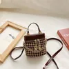 Children designer handbag autumn winter kids houndstooth water bucket bag fashion baby girl chain crossbody bags accessories zero wallet F948