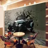 Gepersonaliseerde aanpassing vintage auto gebroken muur 3D stereo muurschildering behang restaurant KTV bar moderne interieur muur papier