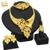 Mariage nigérian femmes bijoux africains ensembles mode Dubaï collier en or boucles d'oreilles Bracelet bijoux éthiopiens accessoires de mariée H1022