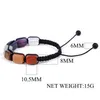 Woven Rectangular Yoga 7 Chakra Natural Stone Cube beaded strand Bracelets Adjustabel Bracelet Wrist band for women Fashion jewelry will and sandy