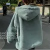 Moda Faux Fur Coat Winter Women Casual Hooded Slim Long Sleeve Jacket Casaco Feminino 210928