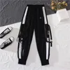 Wiosna Jesień Kobieta Streetwear Cargo Spodnie Luźne Wysokie Talia Joggers Kobiety 2 Sztuka Długi Rękaw Top z Casual Spodnie 210925