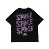 Baumwolle Bär Graffiti Kurzarm Space Print T-Shirt Lose Sommer Trend Halb Retro Harajuku Stil Paar Shirt 210623