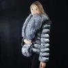 Damesbont dames faux fursarcar 2022 mode chinchilla jas natuurlijke rex jas met grote zilveren kraag dikke warme winter