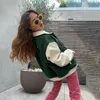 Women's Jackets House Of Grass Green Sunny Jacket Women PU Leather Coat Baseball Outerwear Top TAKE A TRIP Letter Applique Bomber