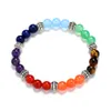 7 chakras bracelet en pierre naturelle violet cristal tigre yeux pierre perles bracelet sept pouls ronds yoga arraceaux de pierre d'énergie