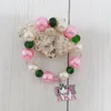 Fios frisados feitos à mão elástico grego irmandade rosa verde carta pulseira personalizada feminina moda jóias9109328