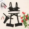 Women Lingerie Set Transparent Bra and Panty Underwear Sexy See Through Robe 3 Piece Babydoll Lace Bralette Nightwear for Sex X0526