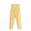 Mode bureau dames pantalon automne femmes jaune polyester pantalon élégant femme pantalon décontracté streetwear filles pantalon 210527