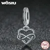 Wostu New Design 925 Sterling Silver Infinite Love DangleビーズフィットオリジナルWSTチャームブレスレットペンダントジュエリーギフトCQC261 Q0531