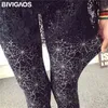 Bivigaos vår sommar kvinna mode svart mjölk tunna stretch leggings färgade stjärnor graffiti slim skinny leggings byxor kvinnlig 211221